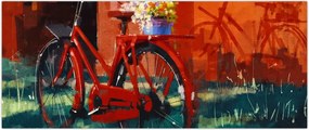 Tablou - Bicicleta roșie, pictură acrilică (120x50 cm)