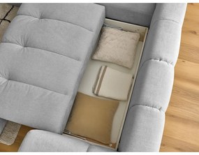 Colțar gri deschis extensibil/cu spațiu de depozitare (cu colț pe partea stângă/în formă de ”L”) Fuji – Bobochic Paris