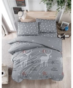 Lenjerie de pat gri din bumbac pentru pat dublu 200x200 cm Merry – Mijolnir