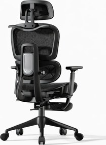 Scaun ergonomic, functie translatie sezut, cotiere reglabile 3D, tetiera 3D, suport lombar reglabil, spătar reglabil inaltime, pivotant, suport picioare, Negru