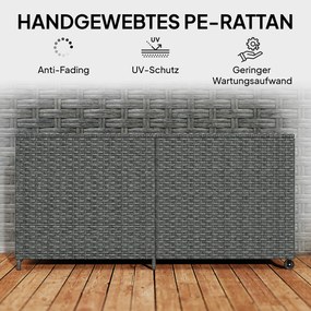 Outsunny Cutie pentru perne din rattan 650 L rezistentă la intemperii rezistent UV cu capac roți spațiu depozitare 150 x 75 x 74 cm Gri închis | Aosom Romania