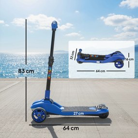 AIYAPLAY Trotinetă electrică pentru copii 6+ ani, pliabilă, 3 roți, pornire cu buton, viteză max. 8 km/h 64 x 29 x 83 cm albastru | Aosom Romania