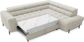 Colțar crem extensibil/cu spațiu de depozitare cu tapițerie din țesătură bouclé (cu colț pe partea dreaptă/în formă de ”L”) Ferucce – ELTAP