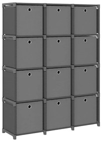 vidaXL Raft expunere, 12 cuburi + cutii, gri, 103x30x141 cm, textil