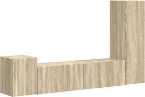 vidaXL Set comodă TV Pe perete 4 pcs Stejar Sonoma Lemn compozit