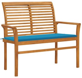 vidaXL Bancă de grădină, pernă albastru, 112 cm, lemn masiv tec