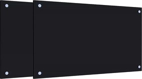 vidaXL Panou antistropi bucătărie 2 buc. negru 70x40cm sticlă securiz.