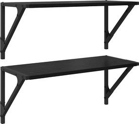 vidaXL Șemele de perete cu raft 2 pcs Stejar Negru 60 x 25 x 25,5 cm
