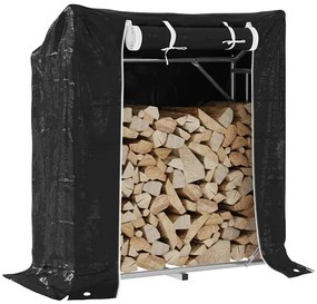 vidaxL Raft pentru lemn de foc cu capac de ploaie otel galvanizat