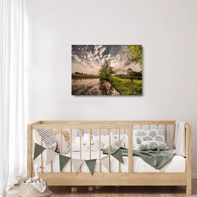 Tablou pe sticlă naturii cu raze de soae (70x50 cm)