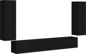vidaXL Set Dulap pentru Televizor Montat pe Perete 4 pcs Negru