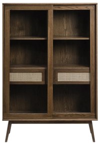 Vitrină maro închis cu aspect de lemn de stejar cu ușă glisantă 110x160 cm Barrali – Unique Furniture