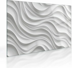 Tablou pe sticlă - Valuri Albe 3D (70x50 cm)