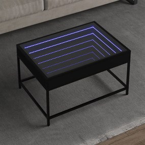 847682 vidaXL Măsuță de cafea cu LED infinity, negru, 70x50x41 cm