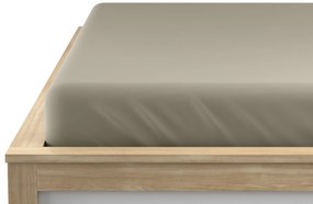 Cearsaf cu elastic din microfibra bej 160 x 200 cm