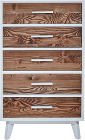 Comodă lemn masiv alb Timeless 5 Sertare, 60 × 40 × 100 cm