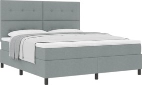 vidaXL Pat cu arcuri cu saltea Gri deschis 180 x 200 cm țesătură