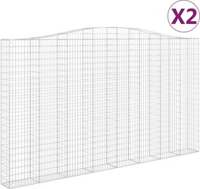 vidaXL Coșuri gabion arcuite, 2 buc, 400x30x220/240cm, fier galvanizat