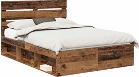 vidaXL Cadru de pat Lemn vechi 140 x 190 cm Lemn de pin masiv