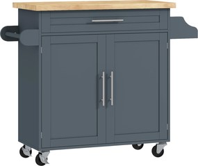 HOMCOM Cărucior Multifuncțional de Bucătărie cu Sertar, Roți, Suport pentru Condimente și Dulăpior, 109x40x89 cm, Gri | Aosom Romania