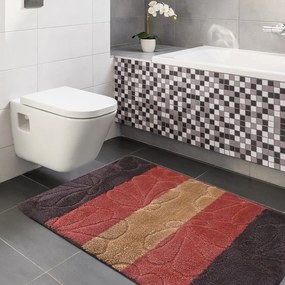 Set două covorașe de baie maro-roșu 50 cm x 80 cm + 40 cm x 50 cm