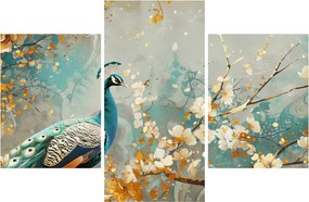 Tablou - Păun cu decor de aur (90x60 cm)