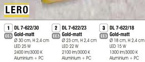 Plafoniera LED moderna design slim Lero 18cm auriu mat