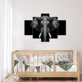 Tablou - Elefant pe fundal negru (150x105 cm)