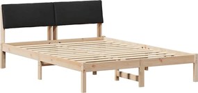 vidaXL Cadru de pat Maro și negru 140 x 190 cm Lemn masiv de pin