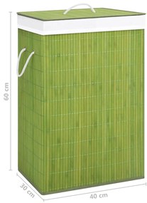 Cos de rufe din bambus, verde 1, Verde, 40 x 30 x 60 cm