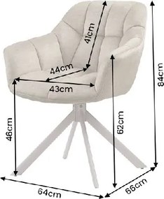Set de 2 scaune pivotante PAPILLON catifea greige/ bej