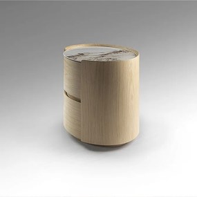 Noptiera ovala cu 2 sertare Enoc stejar deschis