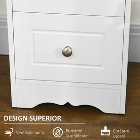 HOMCOM Comodă Baie Elegantă Lemn cu 3 Sertare Design Compact 29.8x29.8x68.5cm Alb | Aosom Romania