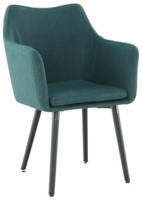 Fotoliu tapiterie textil verde picioare lemn negru dabir 58x60x92 cm