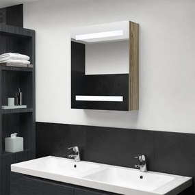 326484 vidaXL Dulap de baie cu oglindă și LED, stejar, 50x14x60 cm