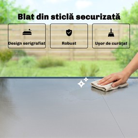 Outsunny Masă de Grădină Extensibilă pentru 8-10 Persoane 140/240x90 cm, Masă de Dining Extensibilă cu Blat din Sticlă Securizată, Masă de Exterior pentru Terasă, Balcon, Negru | Aosom Romania