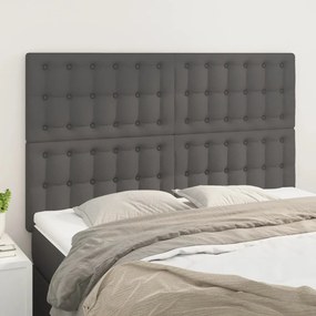 vidaXL Tăblii de pat, 4 buc, gri, 72x5x78/88 cm, piele ecologică