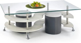 Set masa cafea cu tabureti NINA 5, transparent/crom, 130x70x42 cm
