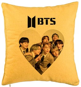 Perna Decorativa BTS Army 4, 40x40 cm, Galben, Husa Detasabila, Burduf