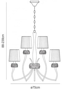 Candelabru clasic cu 9 brate LOEWE antique brass/ abajur alb