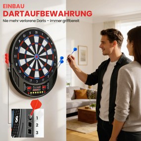 SPORTNOW Dartboard electronic pentru 1-8 jucători, afișaj LCD, 6 seturi de săgeți, multicolor | Aosom Romania