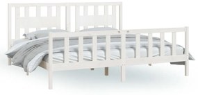 3188187 vidaXL Cadru de pat cu tăblie, alb, 200x200 cm, lemn masiv de pin
