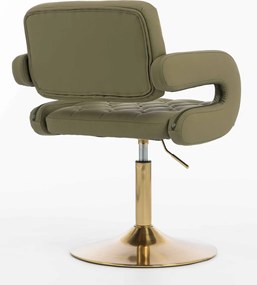 HR8403N Scaun Khaki Piele Ecologica Premium Soft cu Bază Aurie