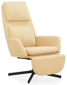 3097818 vidaXL Scaun de relaxare cu taburet, alb crem, catifea