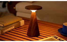 Veioză în culoare naturală închisă LED cu abajur din lemn (înălțime 21 cm) Sylva – Gingko