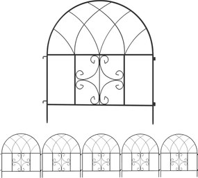 Outsunny Gard de grădină Gard Oțel 300 cm x 70 cm înălțime Gard decorativ din grilaj Set elemente de gard Negru | Aosom Romania