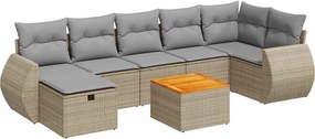 vidaXL Set canapele de grădină, 8 piese, cu perne, bej, poliratan