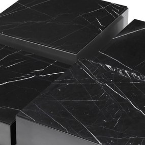 Set de 4 masute de cafea design LUX Esposito, bronz/ marmura neagra