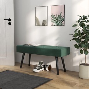 HOMCOM Bancă pentru Capătul Patului, Bancă cu Picioare din Oțel și Țesătură cu Efect de Catifea, 100x36x45 cm, Verde | Aosom Romania