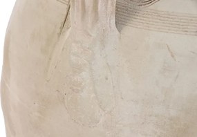 Vas decorativ amforă din teracotă artizanală, finisaj craft alb-crem, cu 4 anse, 57×57×93 cm, „Jerba"